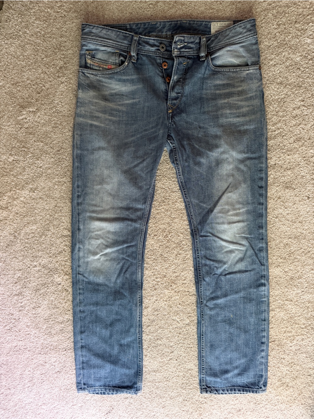 Diesel Men's Blue Faded Slim Jeans